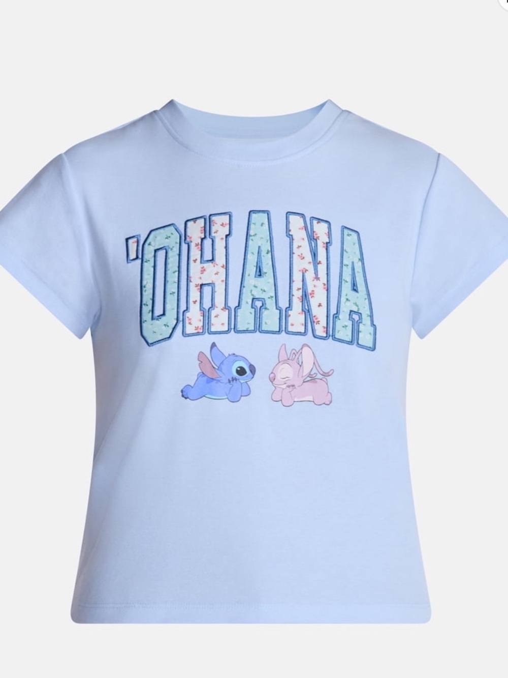 Disney Women's Stitch and Angel Graphic Baby Tee